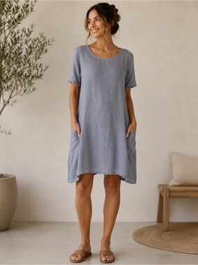 Focus Casual Life Linen Dress with Pockets